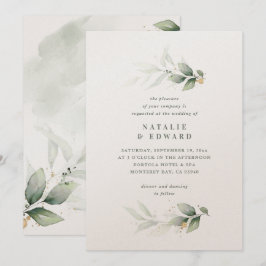 Casamento elegante e moderno de ouro Eucalyptus
