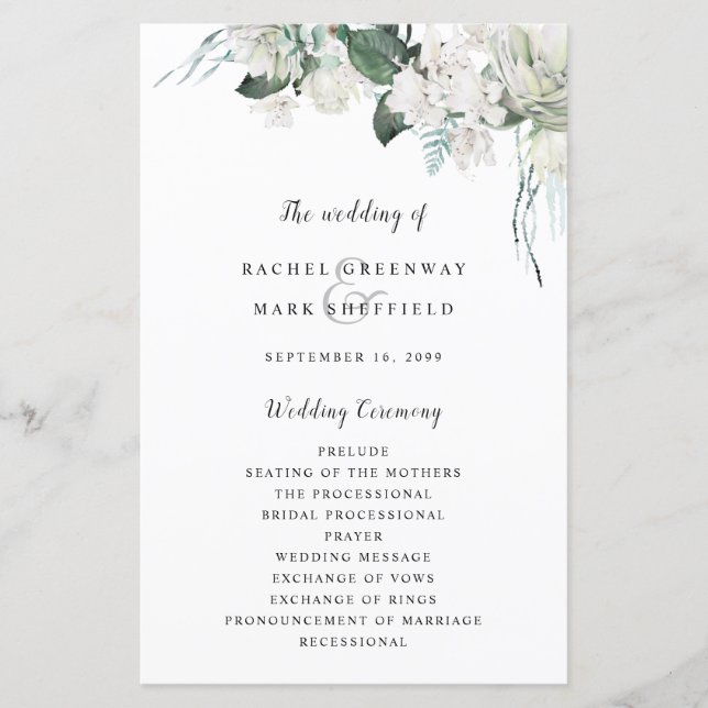 Casamento Elegante em Branco Floral Poeira Azul Sa (Frente)