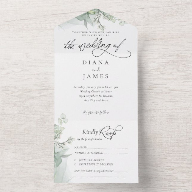 Casamento Elegante Eucalyptus Calliografia (Inside)