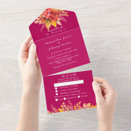 Casamento Elegante Floral de Magenta Rosa Fuchsia
