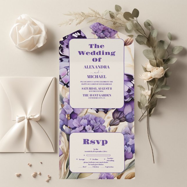 Casamento Elegante Floral Roxo lavanda (Criador carregado)