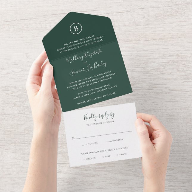 Casamento Elegante Floresta Verde Tradicional (Aba destacável)