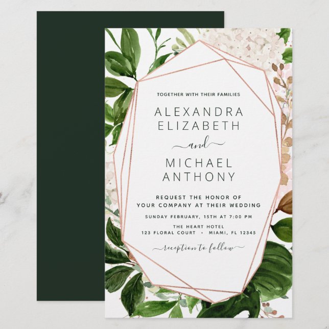 Casamento Elegante Foliage de Folhagem de Orçament (Frente/Verso)