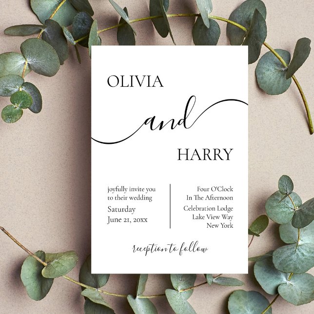 Casamento Elegante Minimalista Convite Preto (Criador carregado)