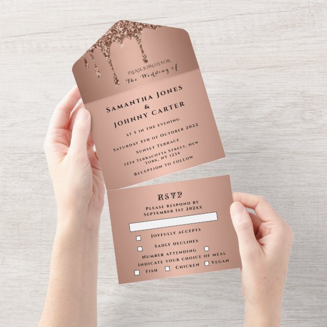 Casamento Elegante Moderno de RSVP de RSVP Dourada (Aba destacável)