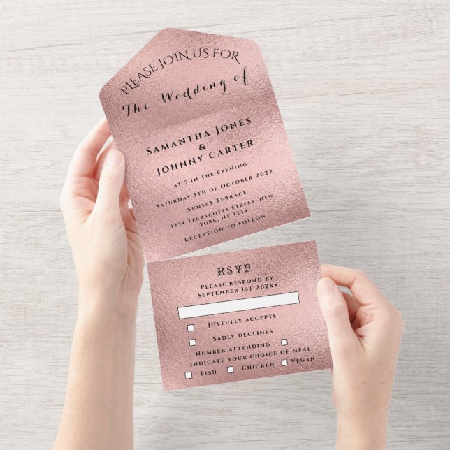 Casamento Elegante Moderno de RSVP de RSVP Dourada (Aba destacável)