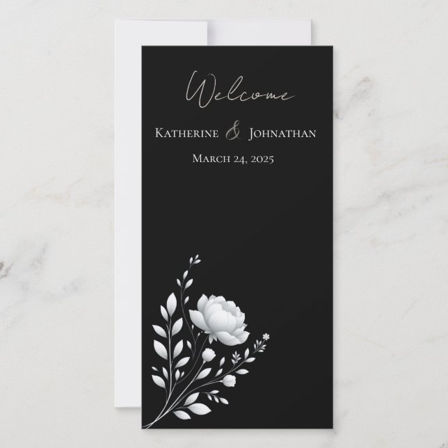 Casamento Elegante Moderno Negro e Flor Branca (Frente)