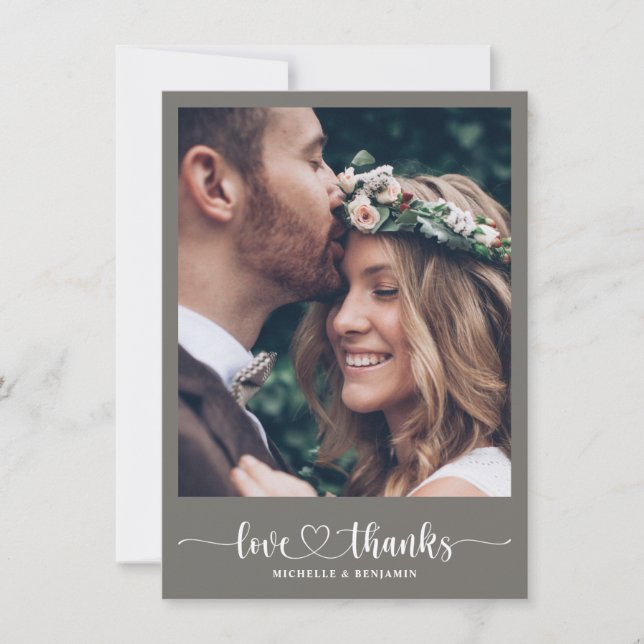Casamento Elegante Moderno Obrigado Cartão com fot (Frente)