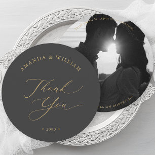 Casamento Elegante Obrigado Cartão com fotos