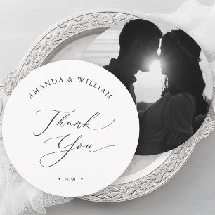 Casamento Elegante Obrigado Cartão com fotos