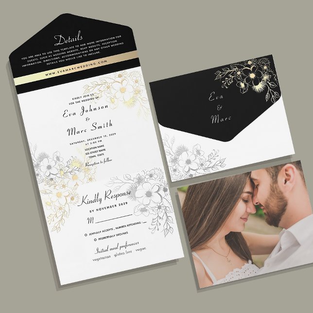 Casamento Elegante Preto e Dourado (Criador carregado)