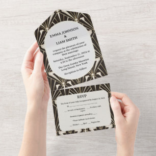 Casamento Elegante Preto Geométrico dos Rugidores