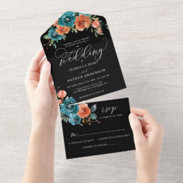 Casamento Elegante Preto-Preto-Negro-Laranja-Queim