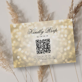 Casamento Elegante QR RSVP Bokeh Luzes Douradas