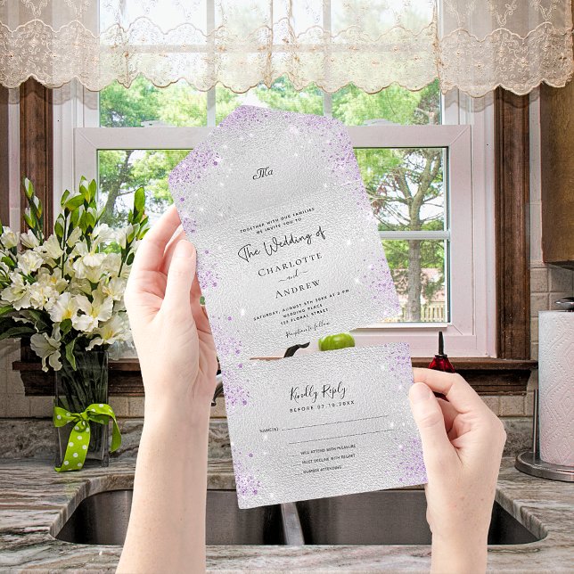 Casamento elegante roxo com brilho de prata (Criador carregado)