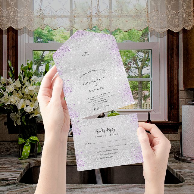 Casamento elegante roxo com brilho de prata (Criador carregado)