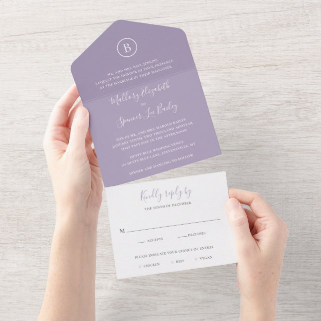 Casamento Elegante Roxo Tradicional (Aba destacável)