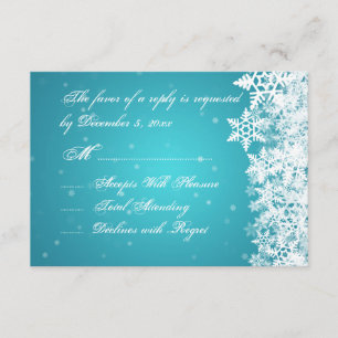 Casamento Elegante RSVP Winter Snowflakes Blue