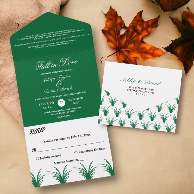 Casamento Elegante Rústico Verde Boho Chic Outono (Criador carregado)