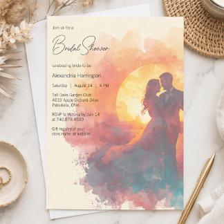 Casamento Elegante Silhueta do Casal Convite para