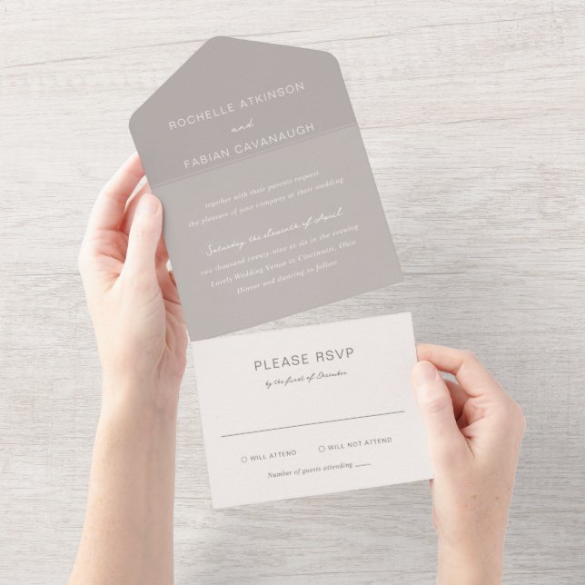 Casamento Elegante Simples Taupe (Aba destacável)