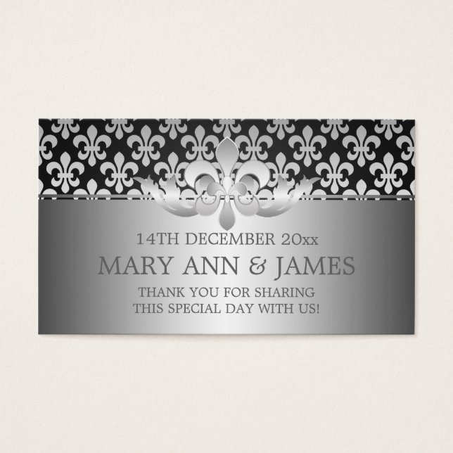 Casamento Elegante Tag Fleur De Lis Black (Frente)