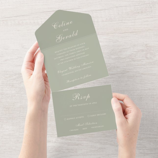 Casamento Elegante Verde Clássico (Aba destacável)