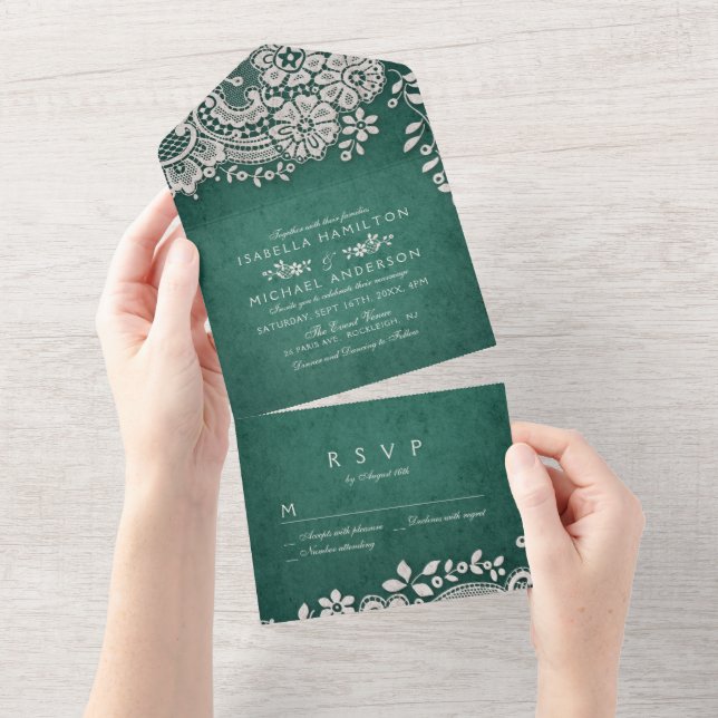 Casamento elegante vintage de Emerald Green (Aba destacável)