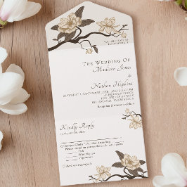 Casamento Elegante Vintage Minimal Cream Magnolia