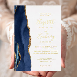 Casamento em Ágata Azul Naval Ouro Moderno
