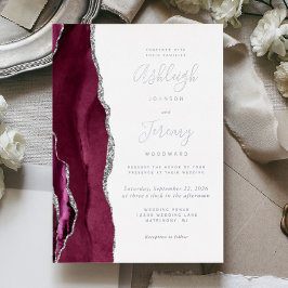 Casamento em Ágata Burgundy Prata Moderna