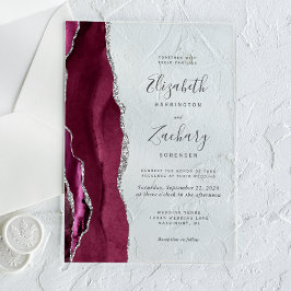 Casamento em Ágata Prata Burgundy Moderna