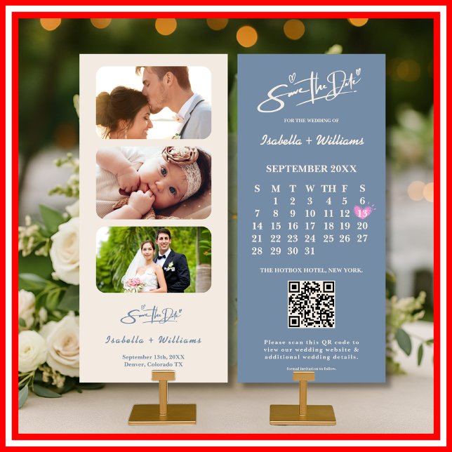 Casamento em Azul Empoeirado | Código QR de Foto (Criador carregado)