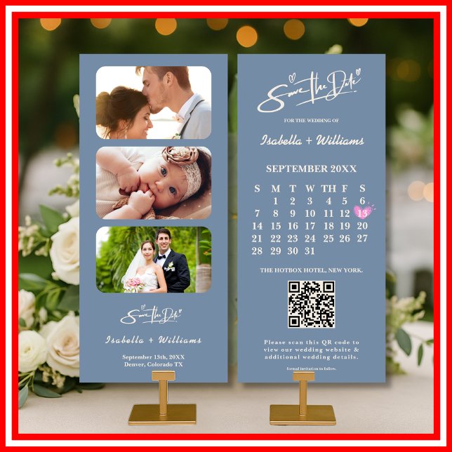 Casamento em Azul Empoeirado | Código QR de Foto (Criador carregado)