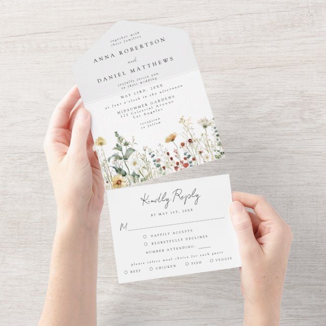 Casamento em Campo de Flores Silvestres de Verão (Aba destacável)
