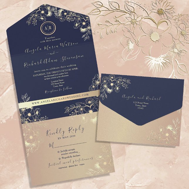 Casamento em Dourado Rosa e Azul Marinho (Criador carregado)