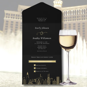 Casamento em Las Vegas Elegante Preto Dourado Bran