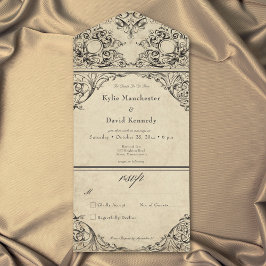 Casamento em Pergaminho Preto Vintage Até a Morte