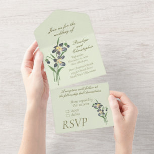 Casamento em tons de verde sálvia com violetas em 