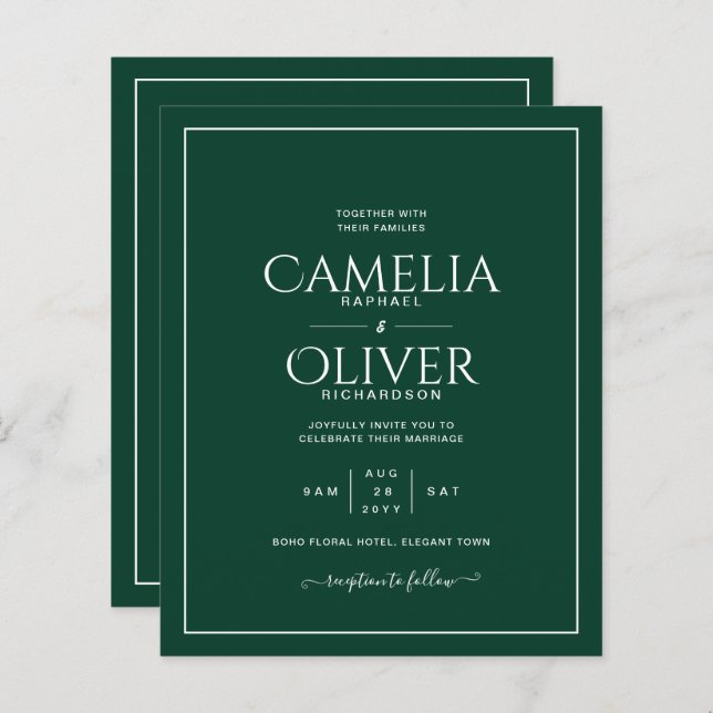 Casamento Emerald Green MONOCHROME (Frente/Verso)
