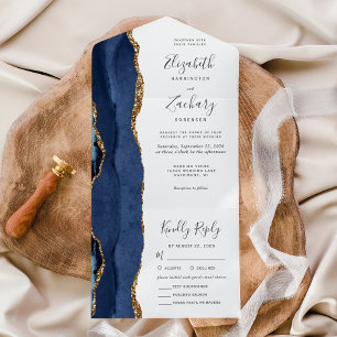Casamento Escolha de Refeição Ágata Dourada Azul M