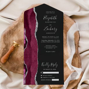 Casamento Escuro de Agata de Silver Burgundy