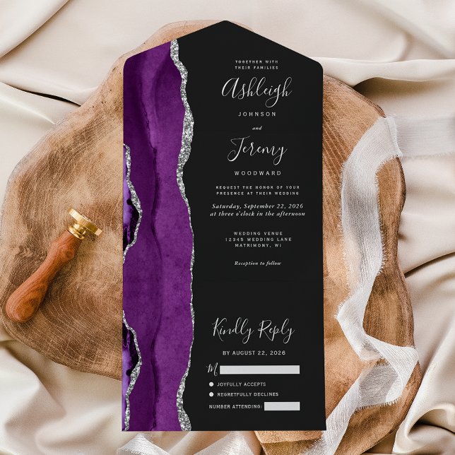 Casamento Escuro de Agato de Prata Roxo Moderno (Criador carregado)