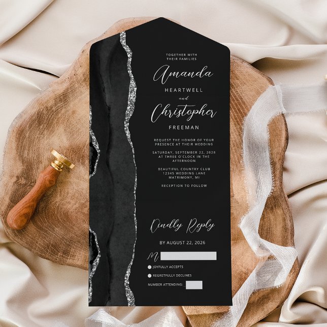 Casamento Escuro Prata Preto Ágata (Criador carregado)