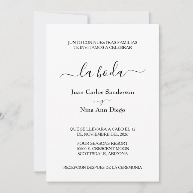 Casamento Espanhol - Convites Formais Nuestra Boda (Frente)