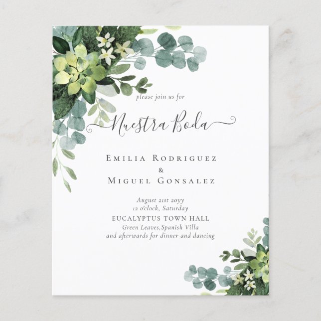 Casamento espanhol NUESTRA BODA Eucalyptus Greener (Frente)