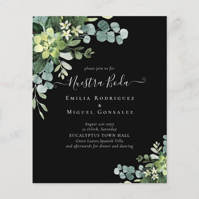 Casamento espanhol NUESTRA BODA Eucalyptus Greener (Frente)