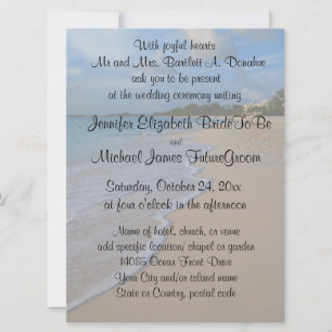 Casamento especial de praia com cartão de respost