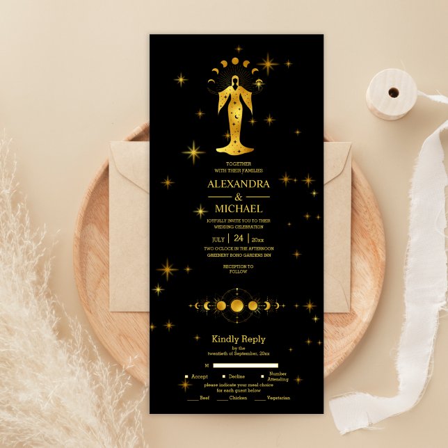Casamento Estrelas Celestiais Ouro Preto Místico  (Criador carregado)