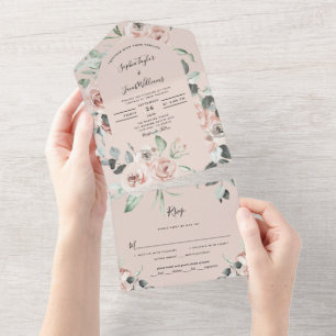 Casamento Eucalipto Floral Cor-de-Rosa Blush com R